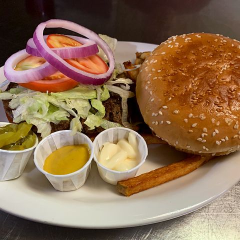 Hamburger at Nacho's Cantina & Grill