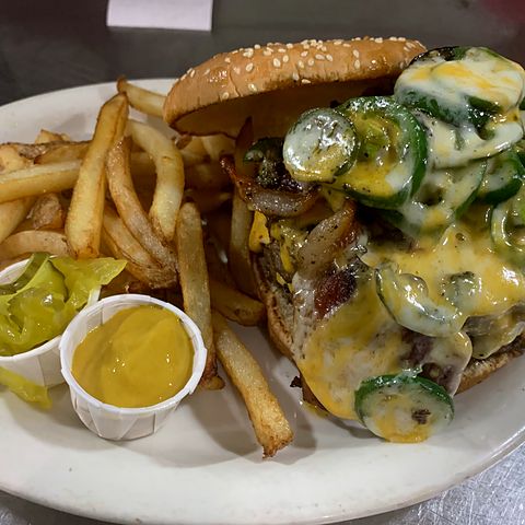 Tash Mushroom Burger at Nacho's Cantina & Grill